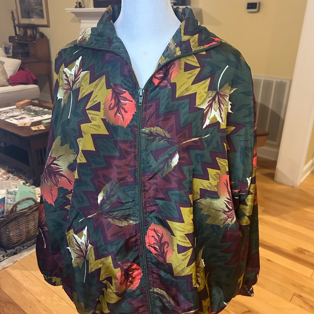 Vintage 90s Aztec Indie Sleaze Retro NWT Geometric Zip-Up Retro Track Jacket S